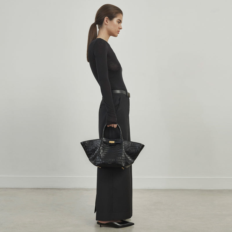 The Midi New York Black Croc-Effect